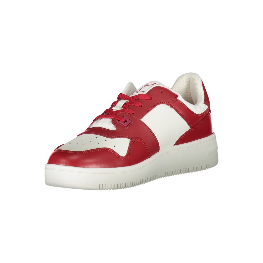 Tommy Hilfiger Men's Athletic Polyester Polyethylene Leather Sneakers - Pink Red Print