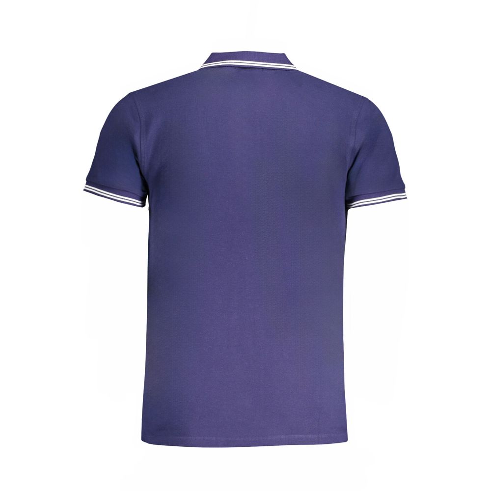 Polo Shirt by Cavalli Class for men in cotton blue & signature presents a crisp silhouette, artfully detailed with a crisp and crisp .