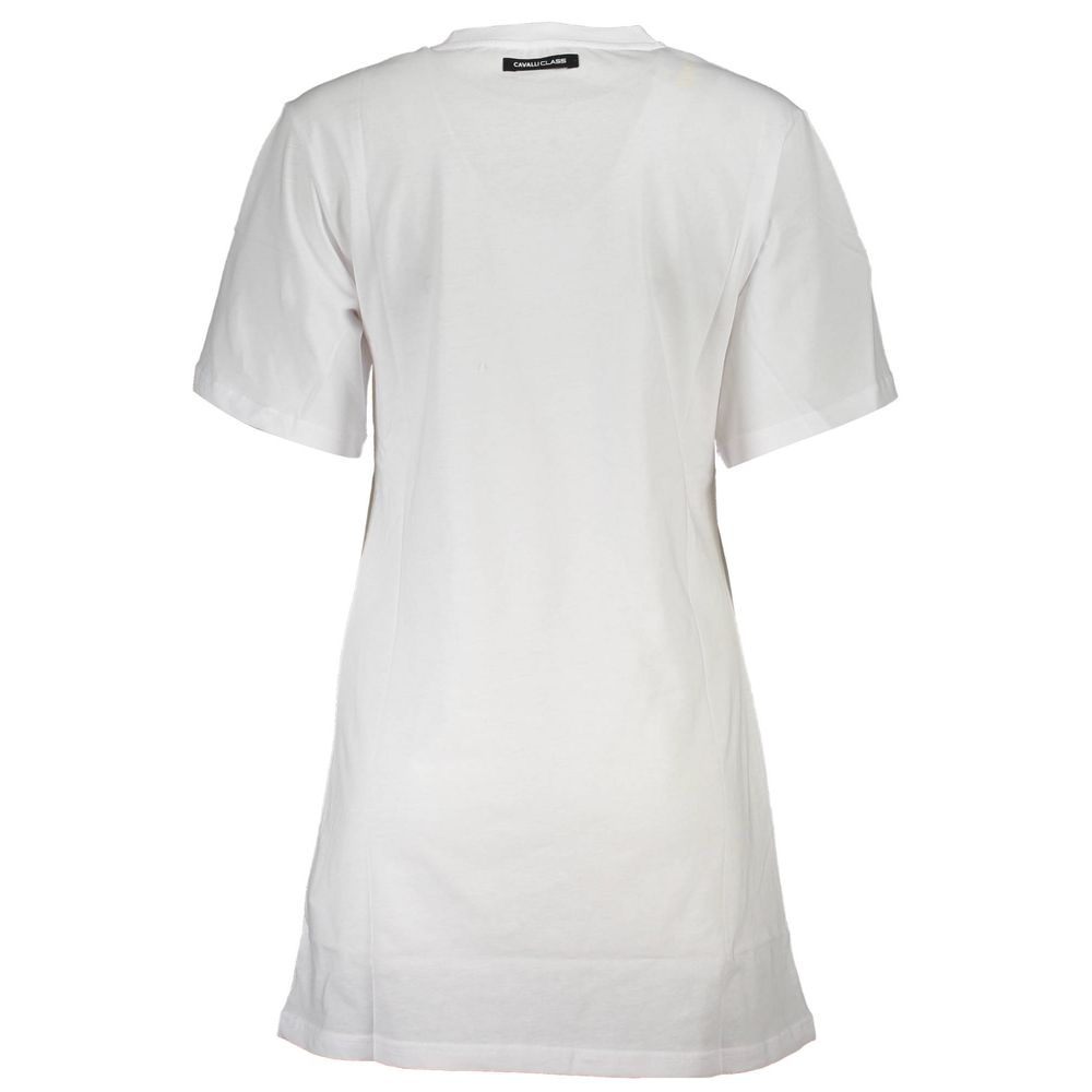 T-Shirt by Cavalli Class for women in cotton white, signature & print features a plush silhouette, showcasing a sophisticated and for a truly plush finish.