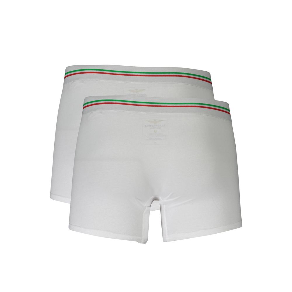 Underwear Boxer Briefs by Aeronautica Militare for men in stretch cotton white showcases a subtle silhouette, offering a sophisticated look from the Men's Stretch Cotton Underwear Boxer Briefs collection.