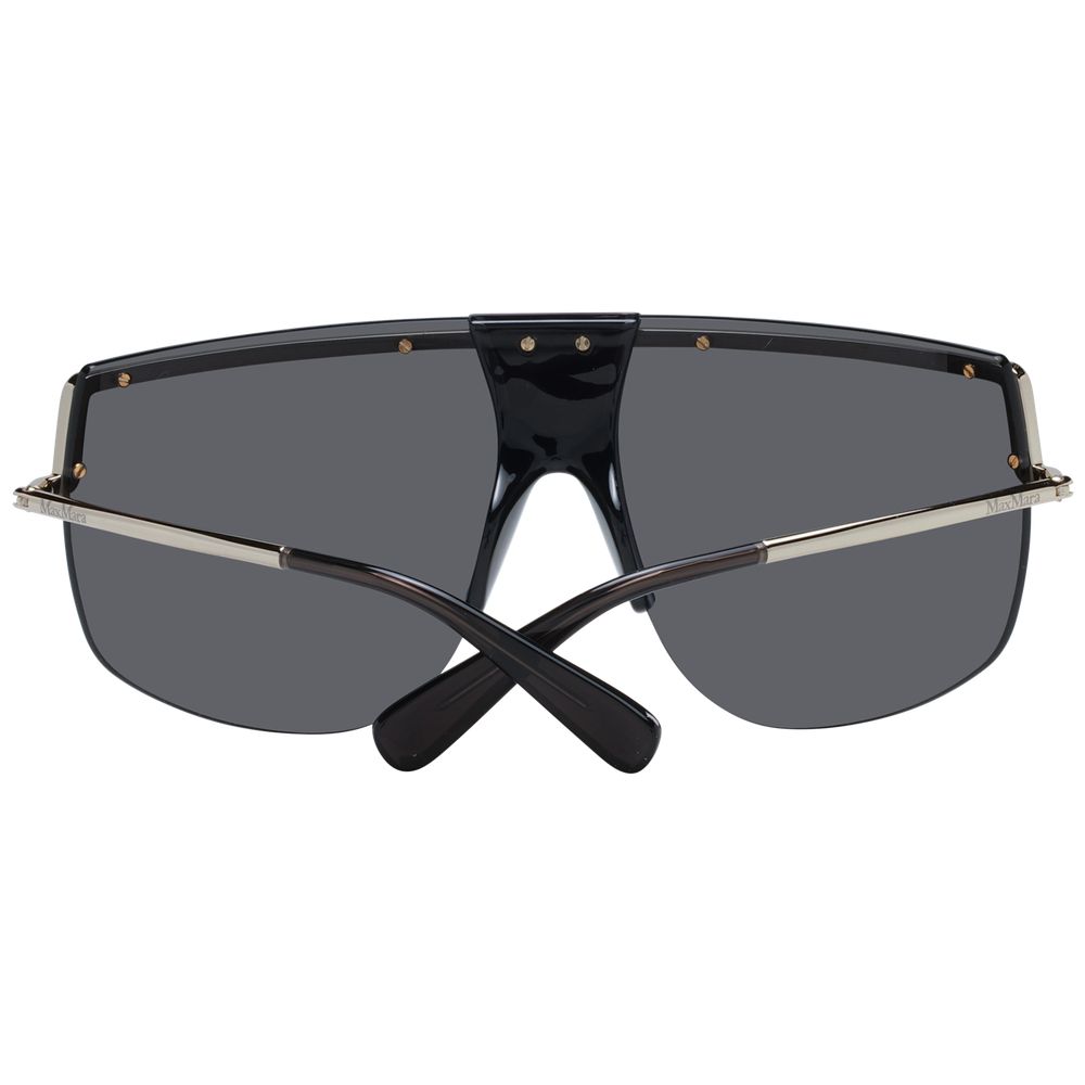 Sunglasses by Max Mara for women in metal gold features a sumptuous silhouette, showcasing a sumptuous aviator half-rim frame design in gold coloured frame with high-performance non-polarized category-3-dark-tint lens.