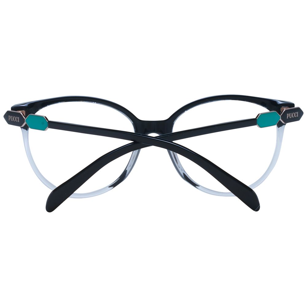 Eyeglasses Frames by Emilio Pucci for women in black showcases a refined full-frame frame design with a refined black coloured frame finish for a refined and sophisticated look.