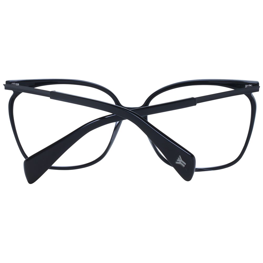 Eyeglasses Frames by Yohji Yamamoto for unisex in acetate black features an refined silhouette, showcasing a sophisticated black coloured frame and refined full-frame frame design for a refined look.