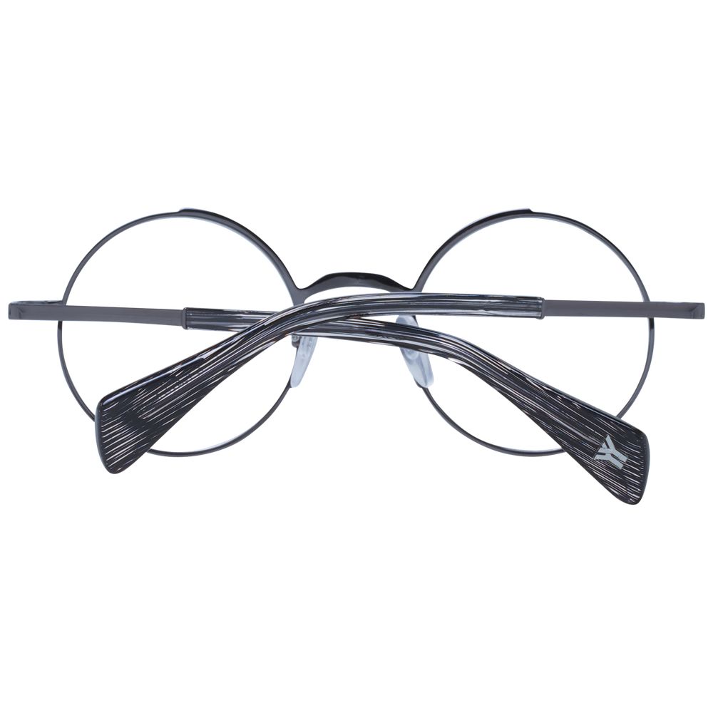 Eyeglasses Frames by Yohji Yamamoto for unisex in metal gray features an refined silhouette, showcasing a sophisticated gray coloured frame and refined full-frame frame design for a refined look.