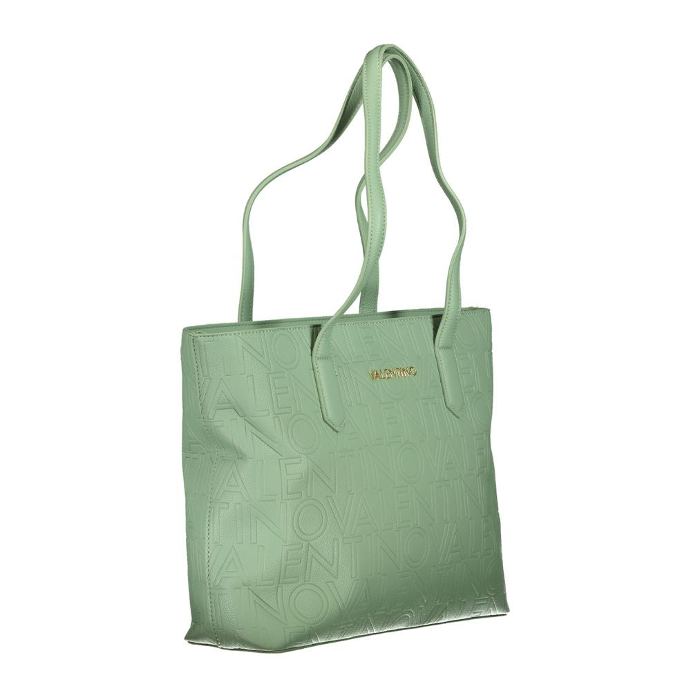 Shoulder Handbag by Mario Valentino for women in polyethylene green features a ornamental silhouette, showcasing a secure zipper, ample internal-pockets, and ornamental shoulder-strap & handle for a sophisticated look.