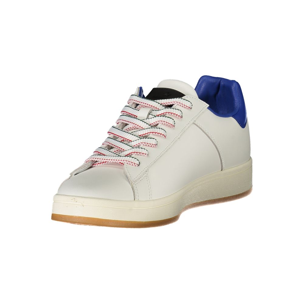 Sneakers by Esercito 1659 for men in polyester polyethylene leather blue & white presents a sumptuous silhouette, artfully capturing the essence of the Men's Athletic Polyester Polyethylene Leather Sneakers with its sumptuous athletic style design.