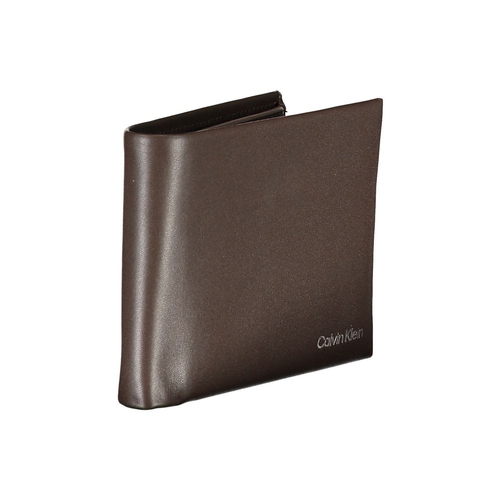 Cardholder Wallet by Calvin Klein for men in leather brown, signature-print & print presents a architectural silhouette from the Leather Cardholder Wallet collection, showcasing architectural card-organization compact-design rfid-protection coin-purse for a architectural finish.