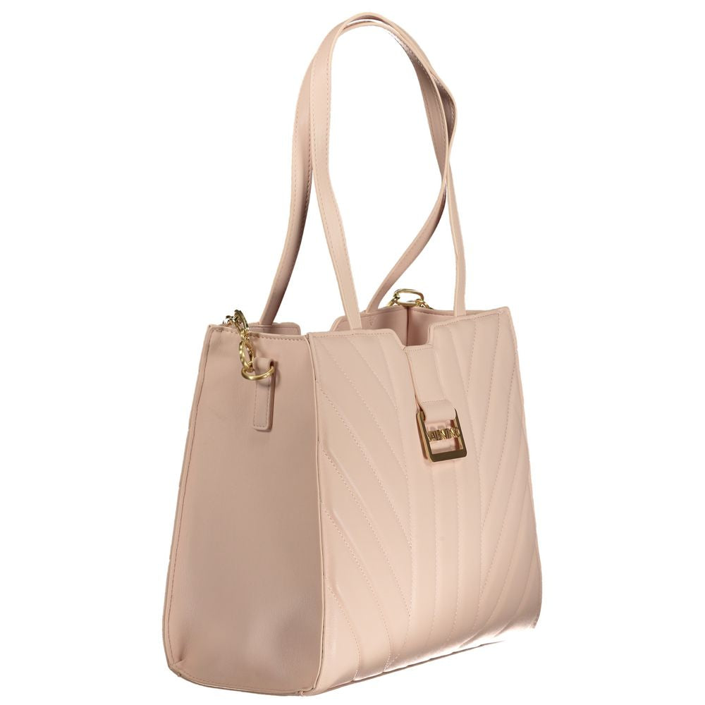 Shoulder Handbag by Mario Valentino for women in polyethylene pink features a signature silhouette, showcasing a secure zipper and signature built-in-compartments & internal-pockets with versatile shoulder-strap & handle for a sophisticated look.