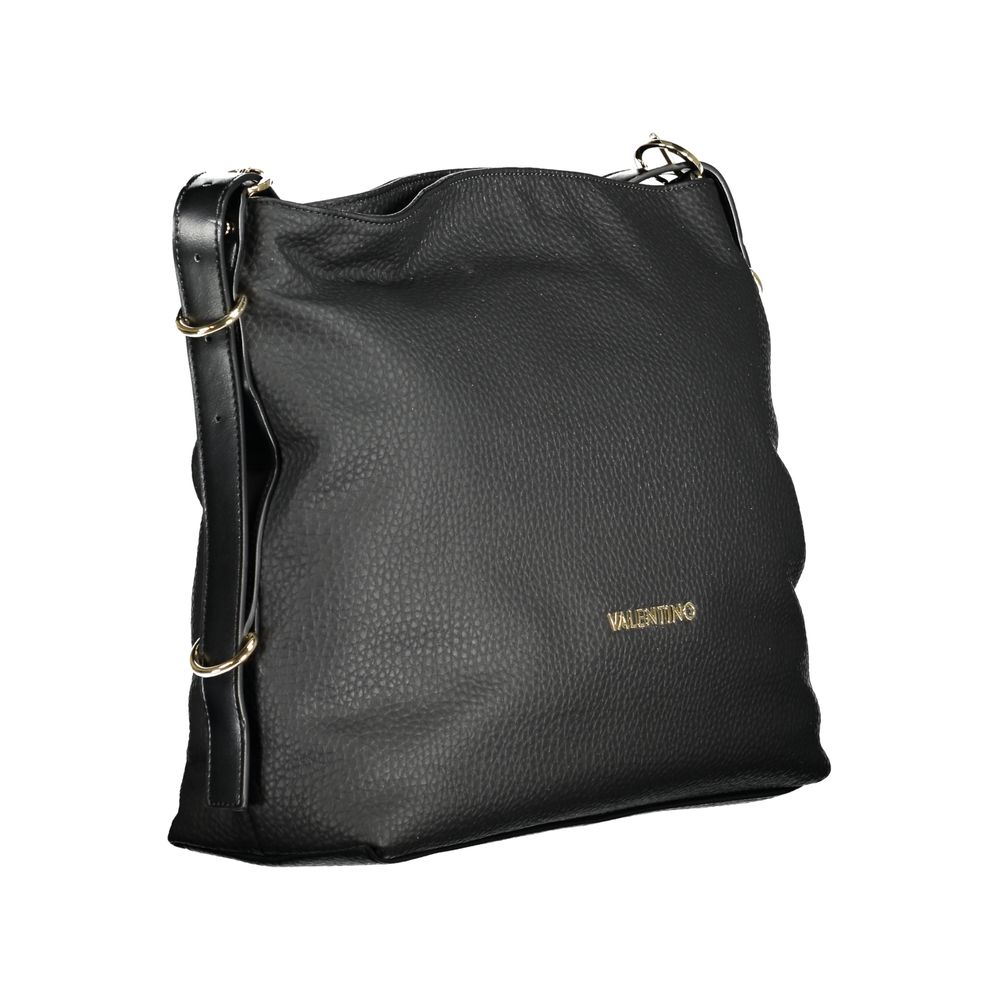 Handbag by Mario Valentino for women in polyethylene black features a signature silhouette, showcasing a secure zipper and signature internal-pockets with versatile adjustable-strap & handle for a sophisticated look.