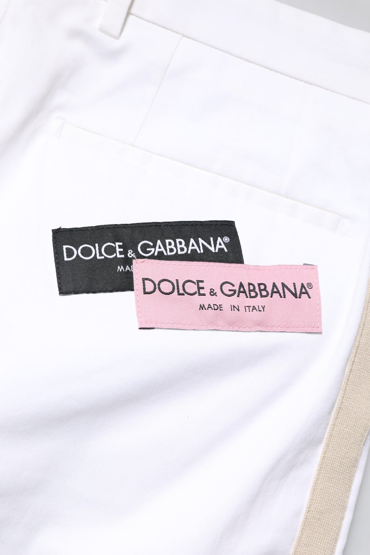 Dolce & Gabbana Men's Tapered Leg Straight Regular Fit Stretch Polyester Cotton Jeans - White