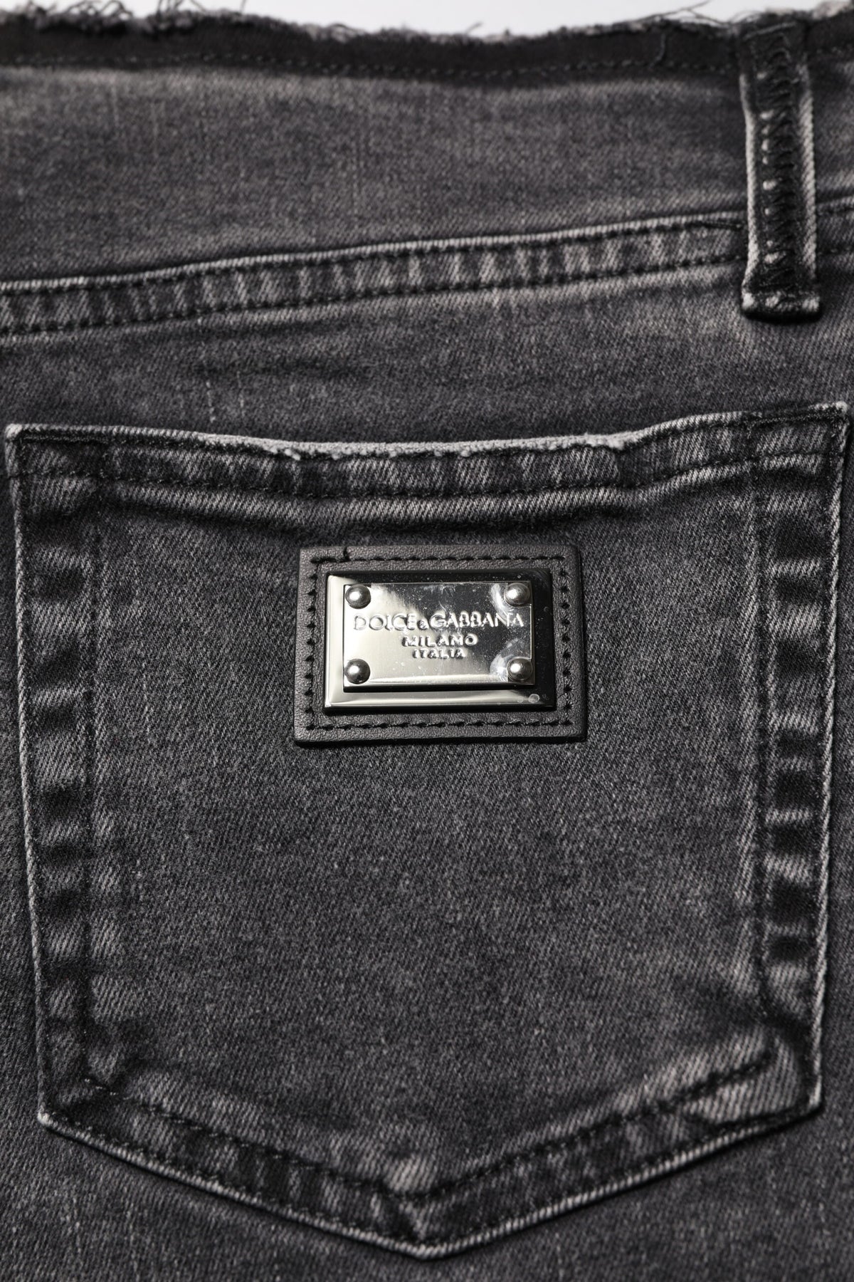 Dolce & Gabbana Women's Skinny Regular Fit Mid Rise Stretch Denim Cotton Jeans - Dark Gray