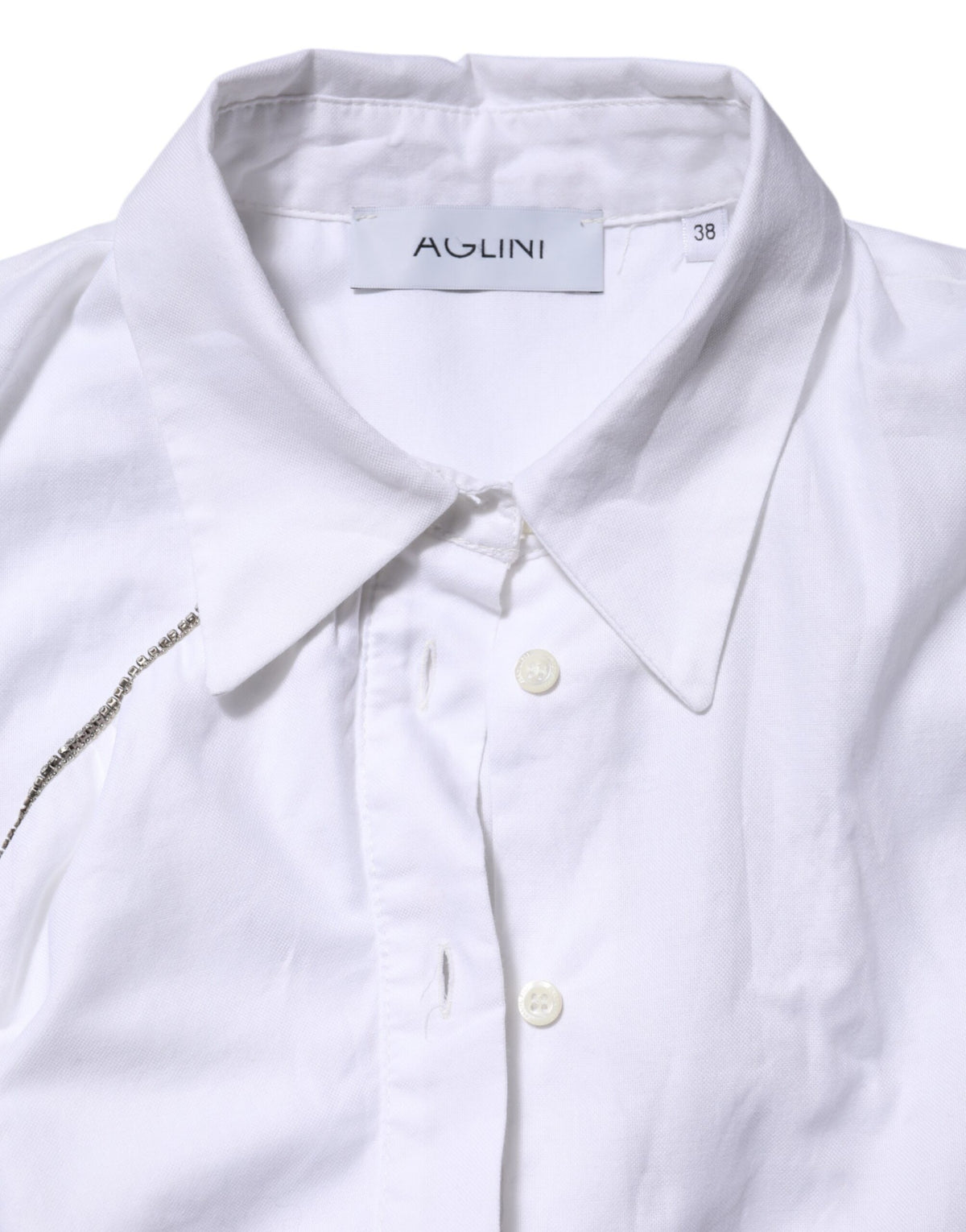AGLINI Women's Long-Sleeve Stretch Cotton Shirt - White