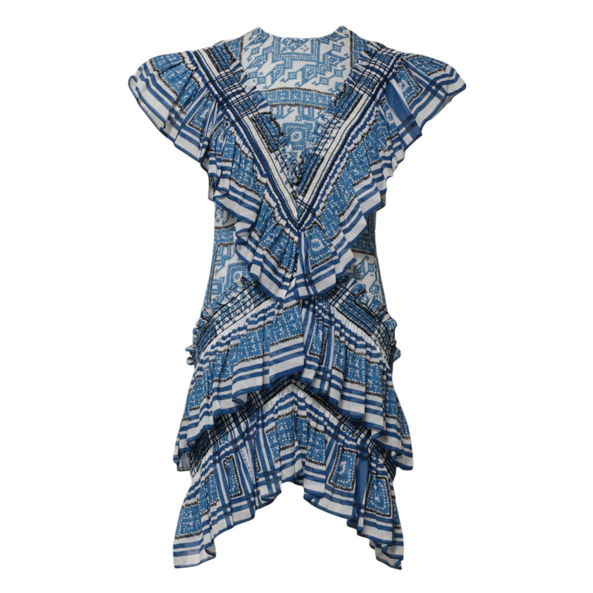 Philosophy di Lorenzo Serafini Women's Short-Sleeve Short Mini Dress - Blue Patterned