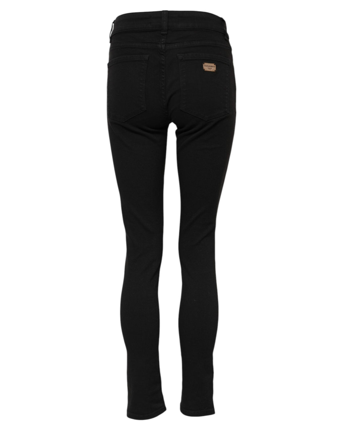 Dolce & Gabbana Women's Skinny Mid Rise Stretch Denim Cotton Jeans - Black