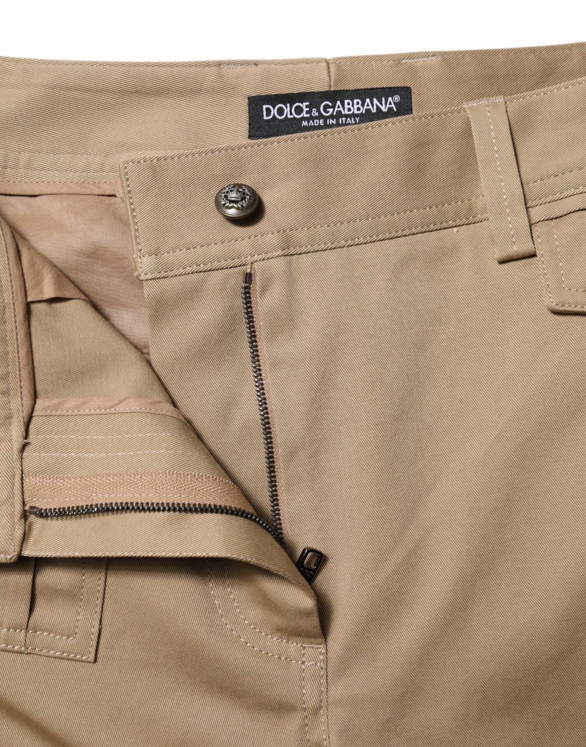 Dolce & Gabbana Women's Tapered Leg Mid Rise Stretch Cotton Cargo Pants - Beige