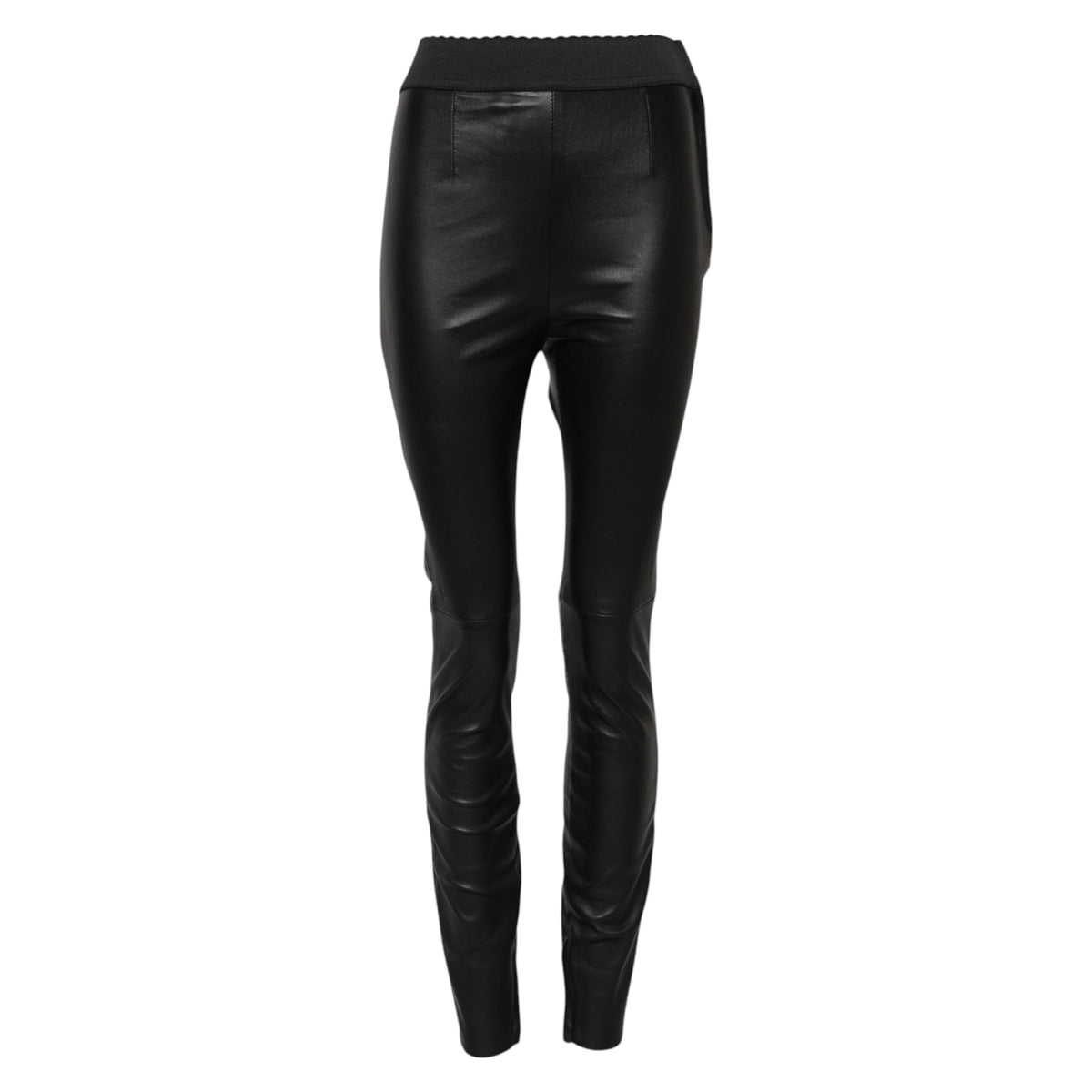 Dolce & Gabbana Women's Skinny Slim Lambskin Leather Trousers - Black