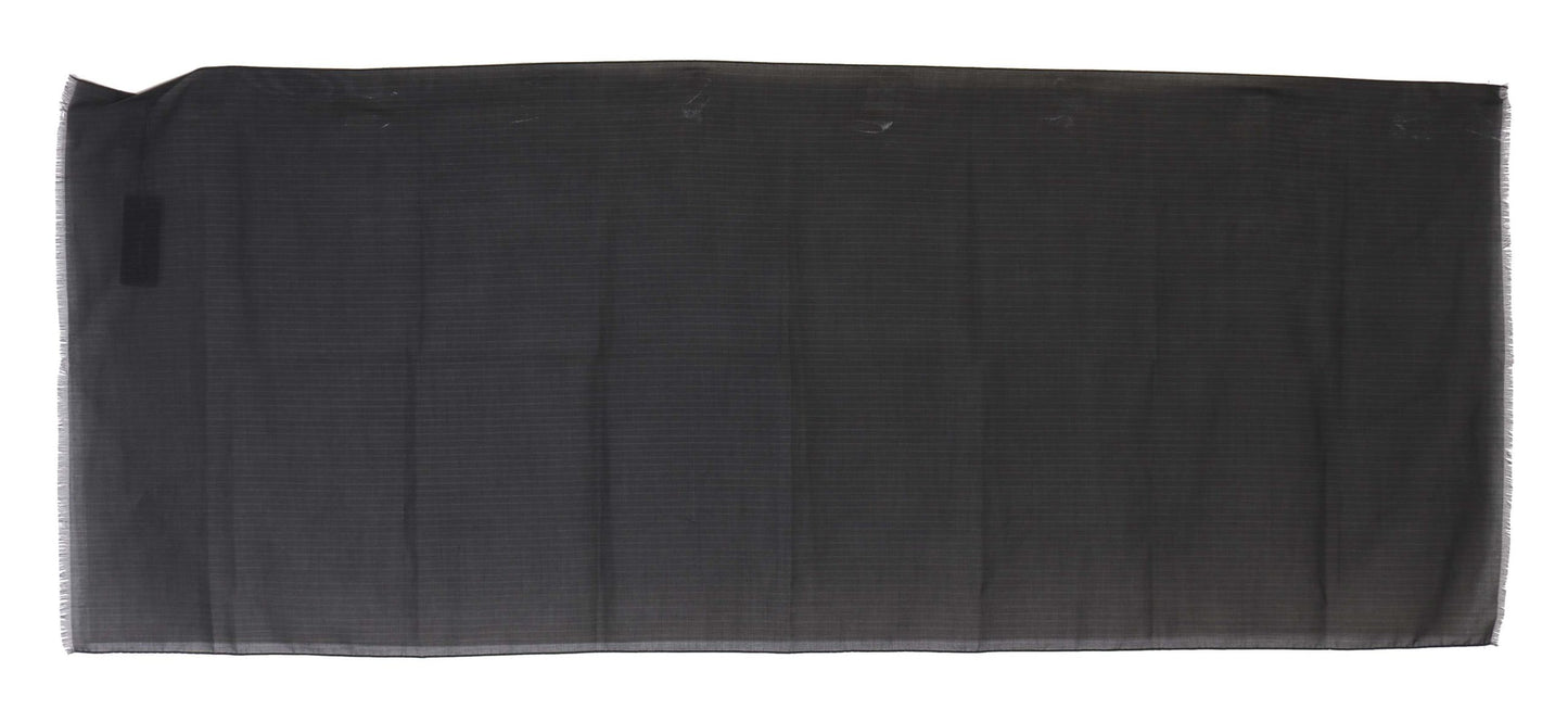 Dolce & Gabbana Grey 100% Wool Striped Pattern Wrap Scarf