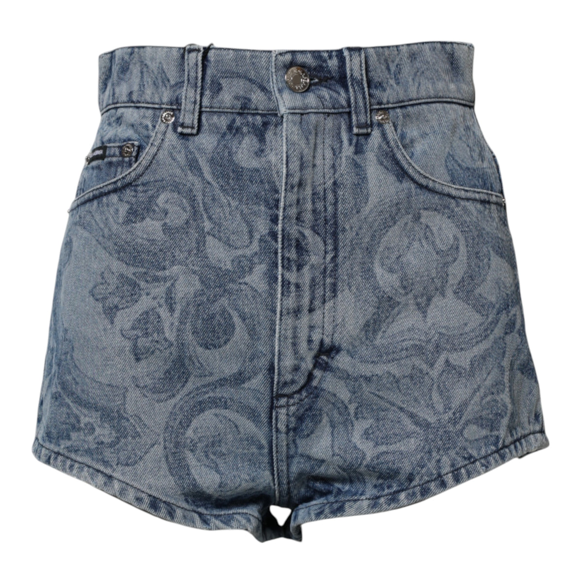 Dolce & Gabbana Women's High Rise Stretch Denim Cotton Shorts - Blue Floral Print