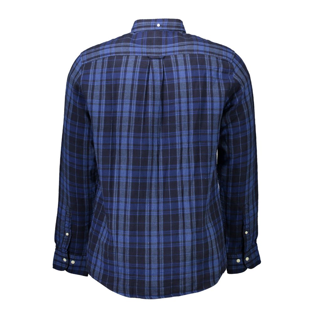 Shirt by Gant for men in cotton blue features an architectural silhouette with a refined and elegant for a architectural look.