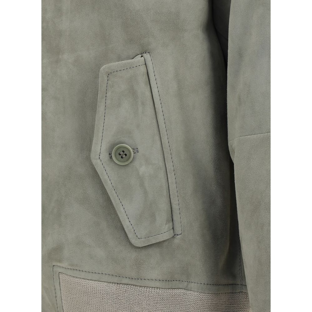 Overcoat by Salvatore Santoro for men in bos taurus calf suede leather gray features a cosy chic silhouette, artfully detailed with a sophisticated and premium pockets for a cosy chic finish.