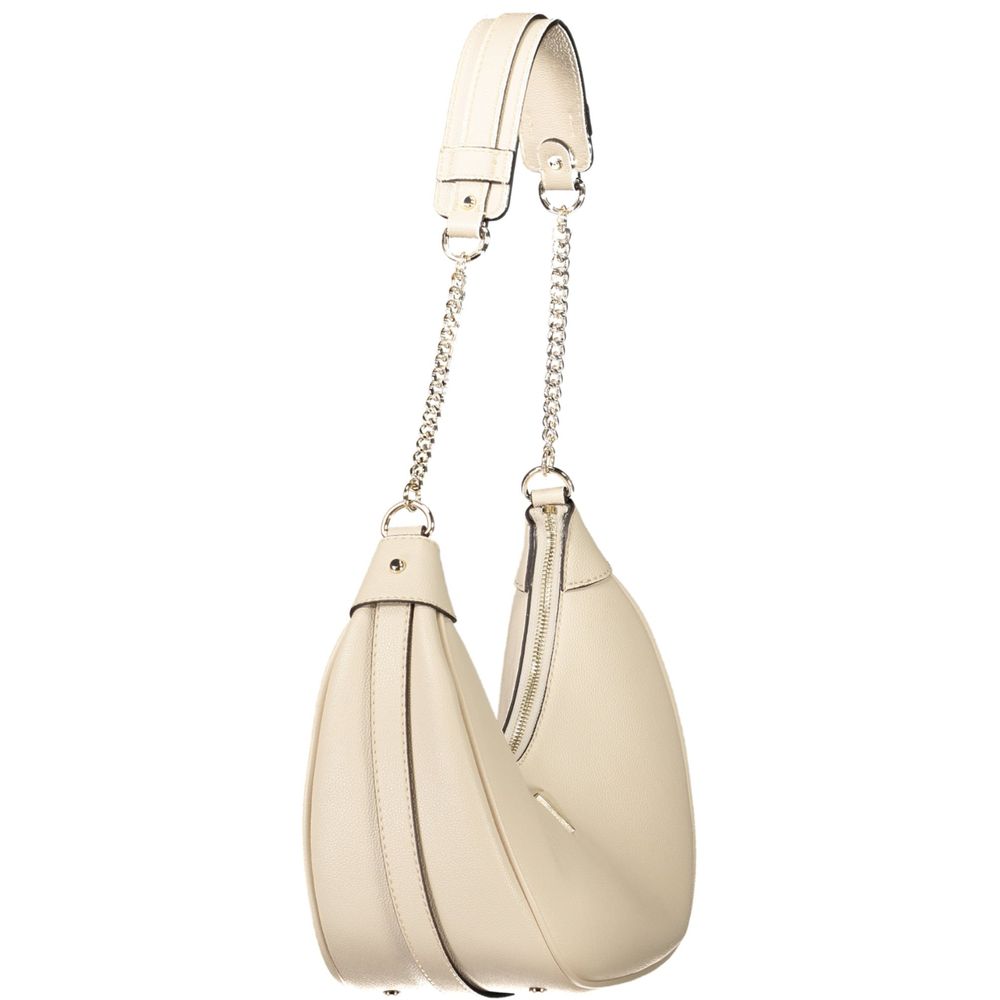 Handbag by Guess Jeans for women in polyethylene beige features a signature silhouette, showcasing a secure zipper and signature external-pockets & internal-pockets with versatile handle for a sophisticated look.