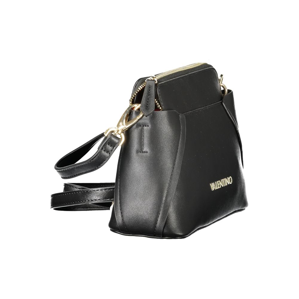 Shoulder Bag by Mario Valentino for women in polyurethane black presents a statuesque silhouette, showcasing a secure zipper and statuesque internal-pockets with versatile shoulder-strap & adjustable-strap for a sophisticated look.