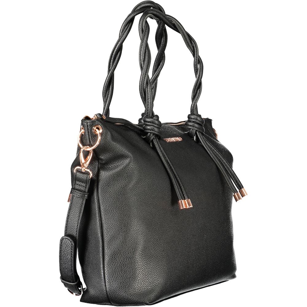 This Handbag by Mario Valentino for women in polyethylene and black presents a sculptural silhouette featuring a secure zipper, ample document-holder & internal-pockets, and versatile shoulder-strap, adjustable-strap & handle for a sculptural finish.