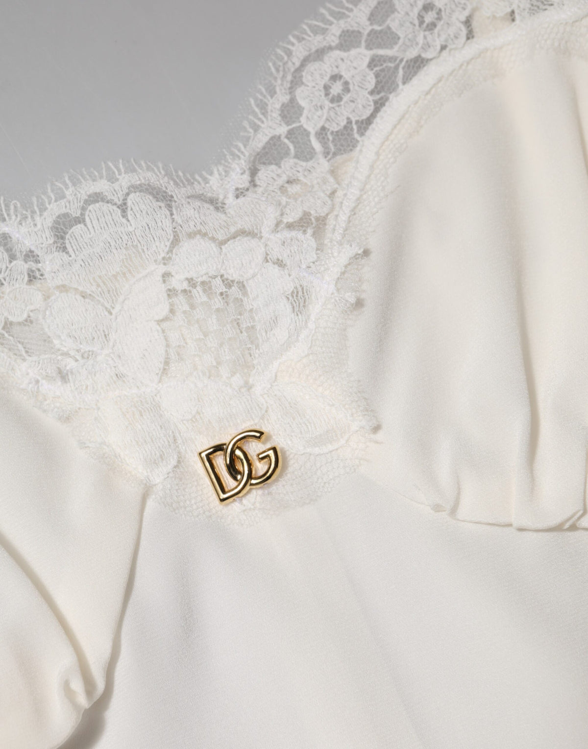 Dolce & Gabbana Women's Slip Cotton Silk Nylon & Lace Dress - Gold White