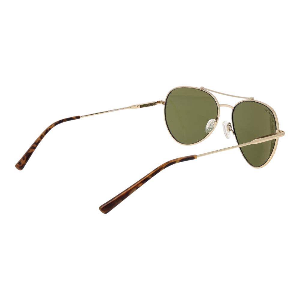 This Sunglasses by Serengeti for unisex in metal gold presents a sumptuous silhouette, showcasing a sumptuous aviator full-rim frame design in gold coloured frame and high-performance photochromatic polarized category-3-dark-tint lens.