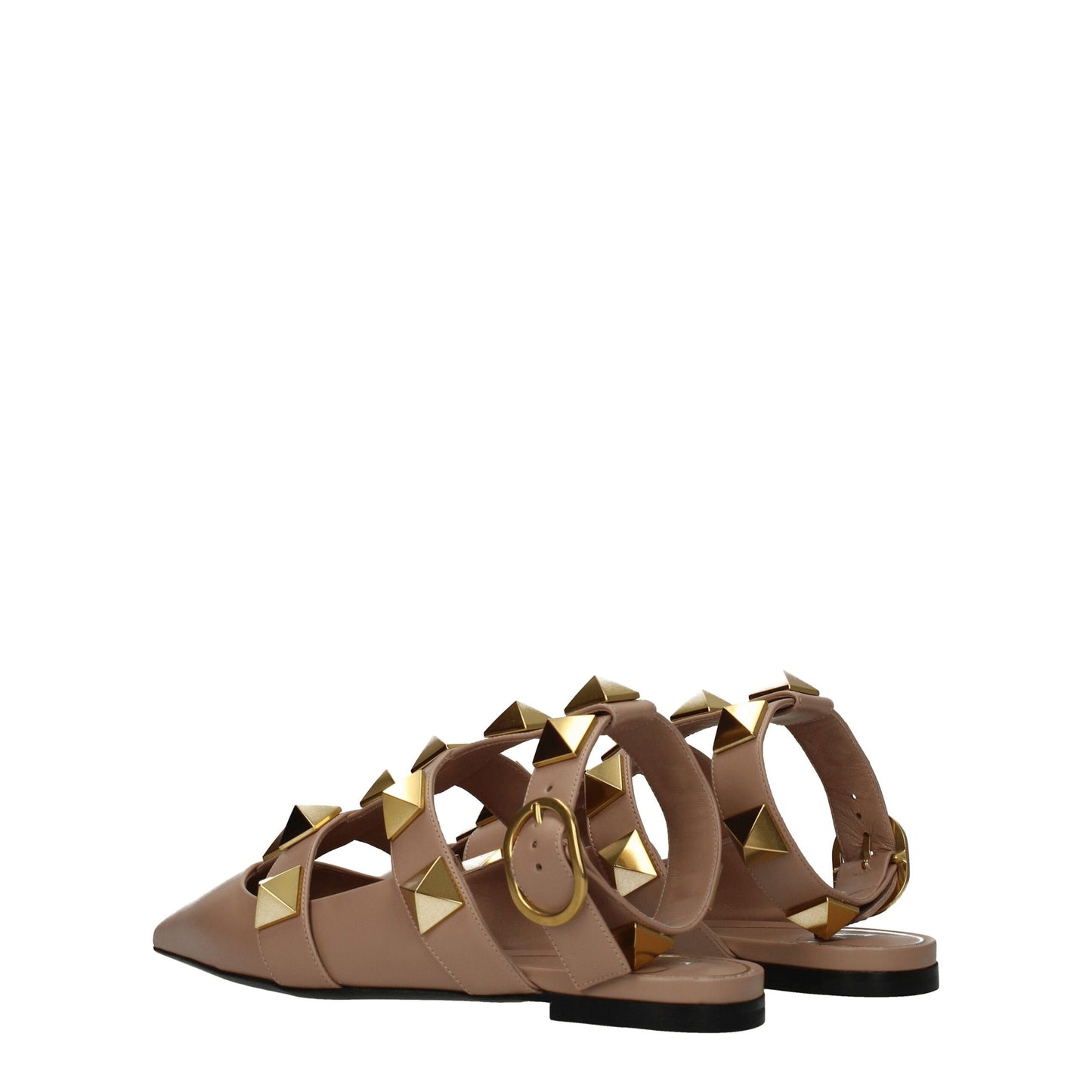 Flat Sandals by Valentino Garavani for women in leather gold, pink & rose features an statuesque Women's Leather Flat Sandals silhouette with a refined flat and elegant .