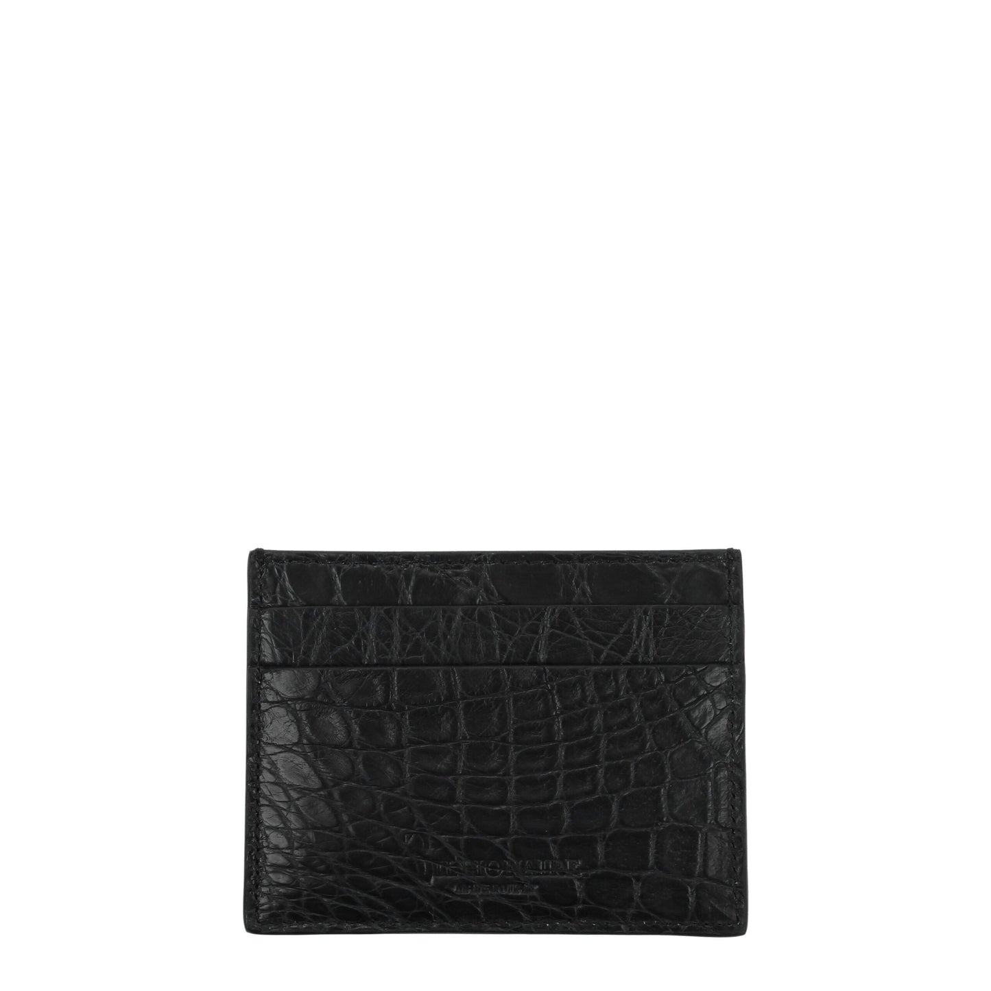 Cardholder Wallet by Billionaire Italian Couture for men in caiman & crocodile leather black & gold presents a refined silhouette, artfully capturing the essence of the Caiman & Crocodile Leather Cardholder Wallet design with sophisticated card-organization for a refined look.