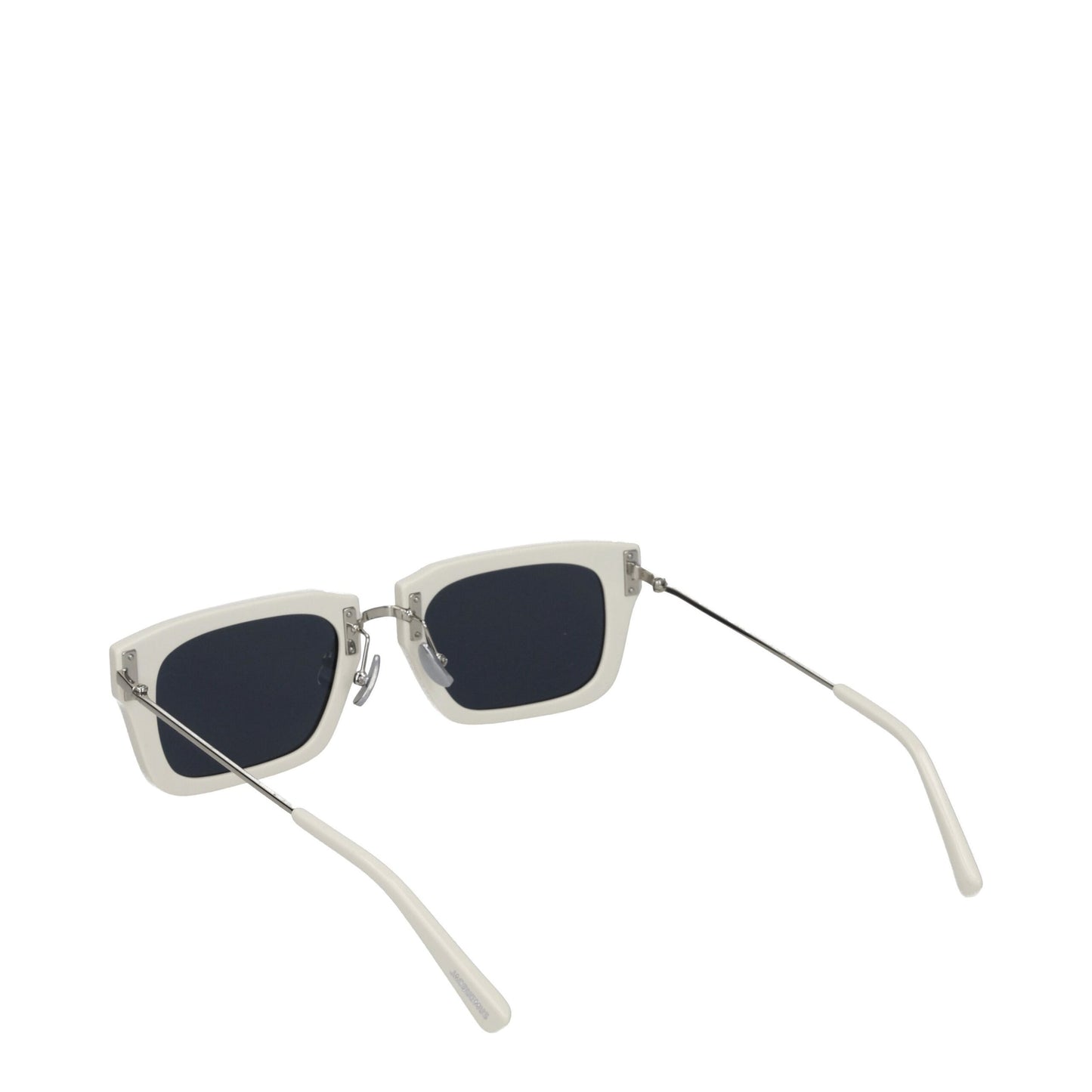 Sunglasses by Jacquemus for women in leather and silver & white featuring an stylish square frame design with a sophisticated white coloured frame finish and high-performance .