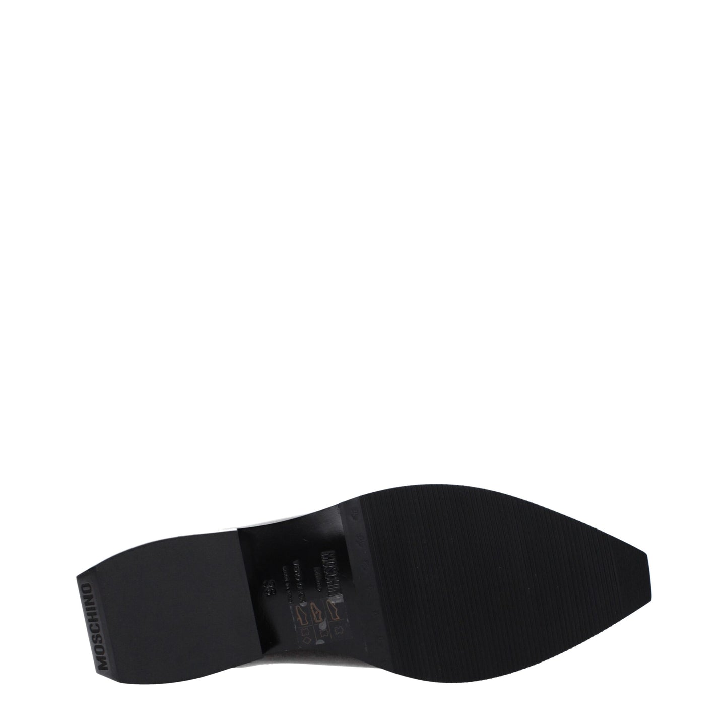 Mules Loafers Flat Shoes by Moschino for women in leather & rubber black showcases a enchanting silhouette as part of the Women's Leather & Rubber Mules Loafers Flat Shoes collection, defined by a enchanting and for a enchanting look.