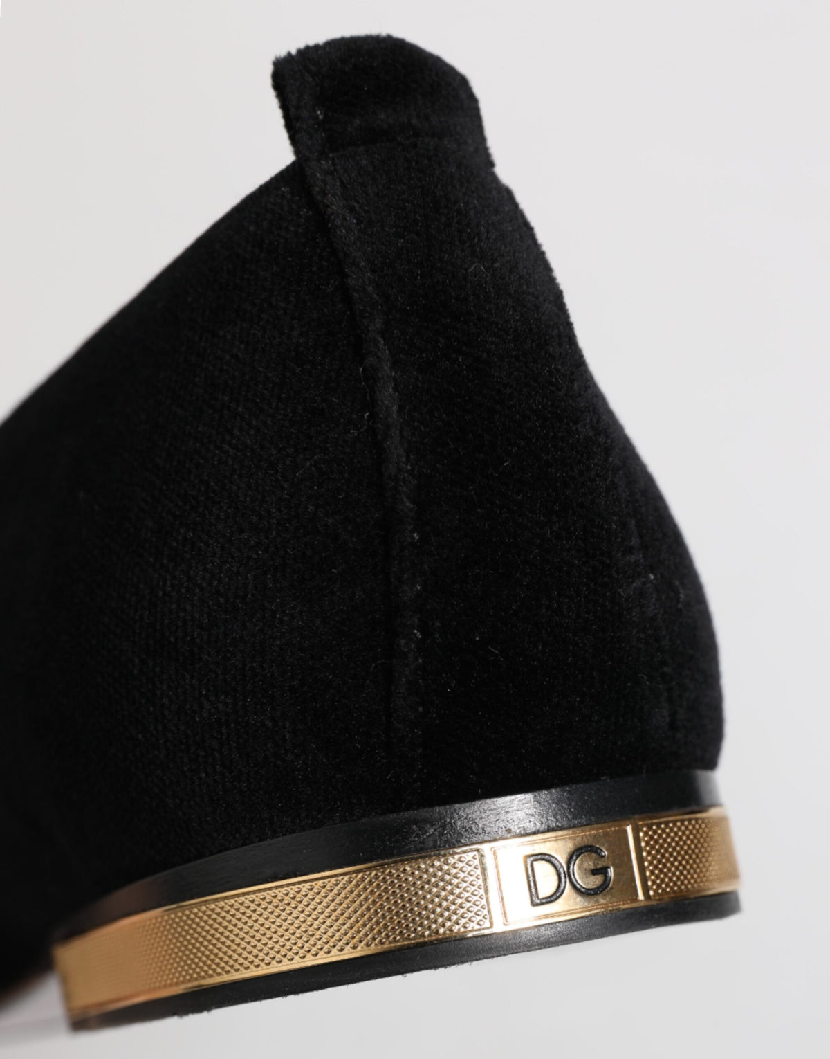 Dolce & Gabbana Ribbon Women's Cotton Velvet Silk Leather & Crystal Loafers Flat Shoes - Black Gold