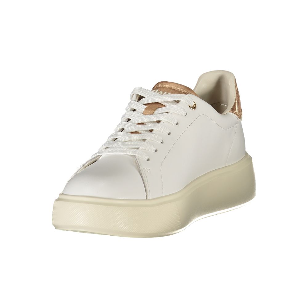 Sneakers by Blauer for women in polyester polyethylene leather bronze & white presents a sumptuous silhouette, artfully capturing the essence of the Women's Casual Polyester Polyethylene Leather Sneakers with its sumptuous casual style design.
