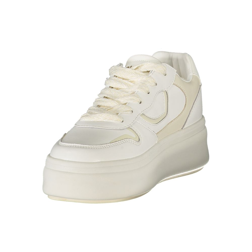 Sneakers by Blauer for women in polyester polyethylene leather white presents a sumptuous silhouette, artfully capturing the essence of the Women's Fashion Polyester Polyethylene Leather Sneakers with its sumptuous fashion style design.