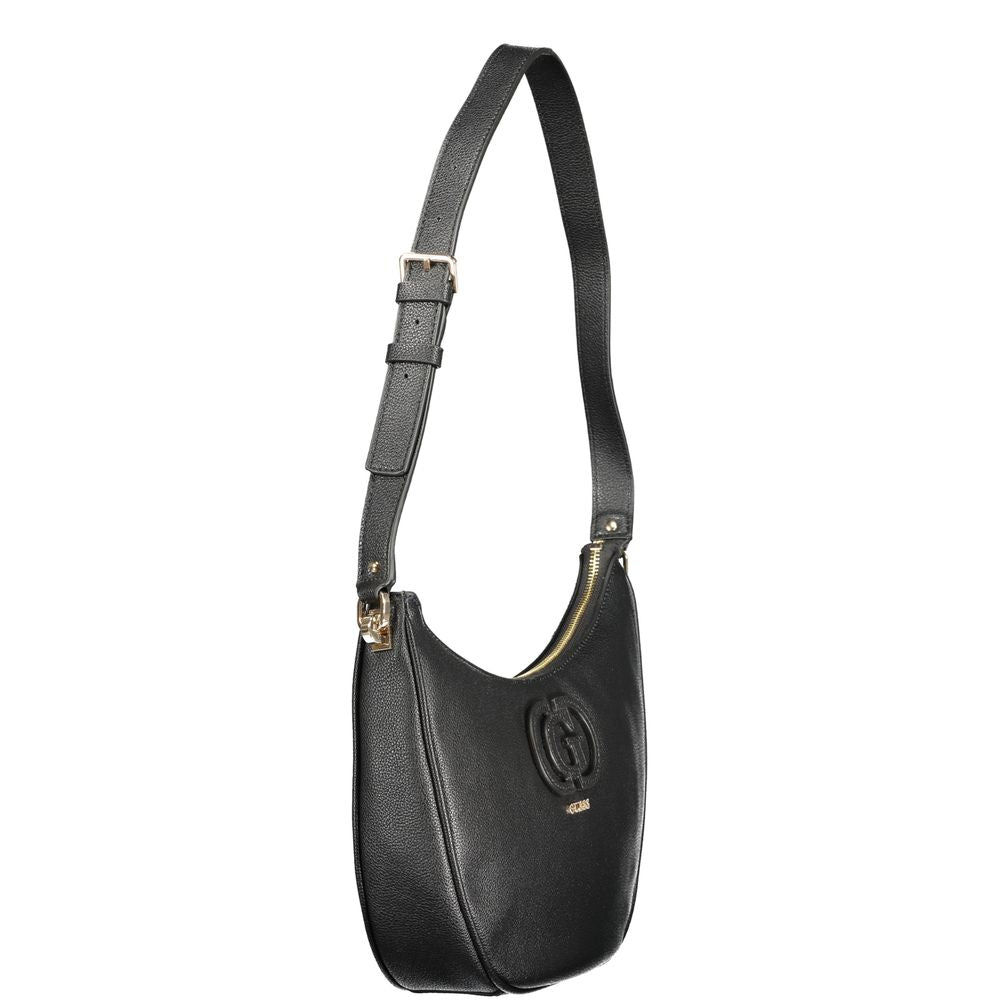 This Handbag by Guess Jeans for women in polyethylene and black presents a sculptural silhouette featuring a secure zipper, ample external-pockets & internal-pockets, and versatile shoulder-strap & adjustable-strap for a sculptural finish.
