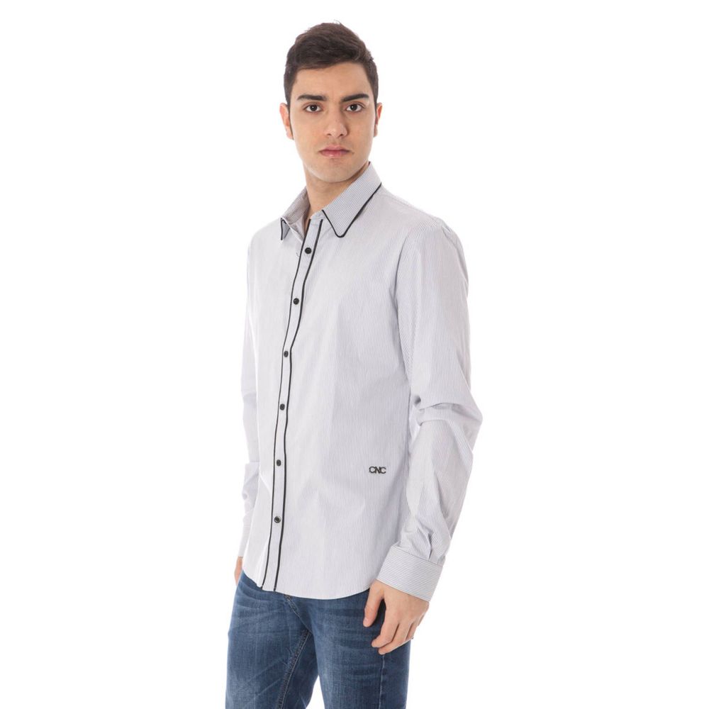 Shirt by Costume National for men in cotton blue showcases a sublime silhouette, artfully detailed with a sublime and for a sophisticated, sublime finish.