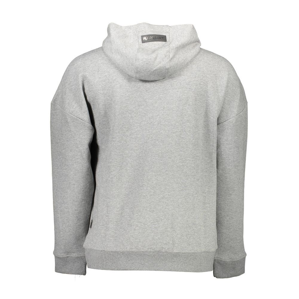 Sweatshirt Hoodie by Plein Sport for men in cotton polyester gray showcases a city-ready silhouette, artfully detailed with a signature and for a city-ready finish.