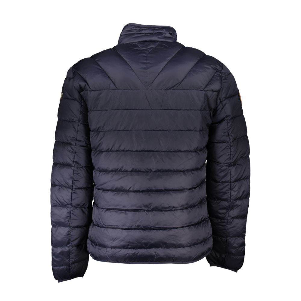 Jacket by Napapijri for men in polyamide blue showcases a contemporary silhouette, detailed with a contemporary and premium pockets for a sophisticated finish.