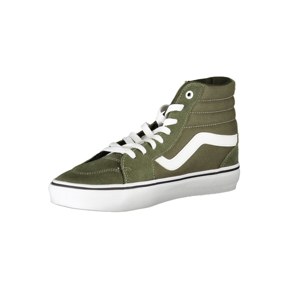 Sneakers by Vans for men in polyester green presents a sumptuous silhouette, artfully capturing the essence of the Men's Fashion Polyester Sneakers with its sumptuous fashion style design.