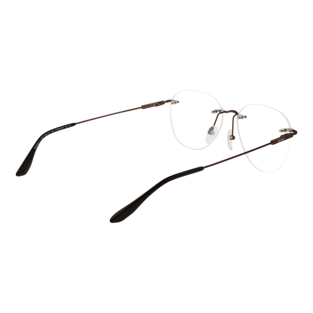 Eyeglasses Frames by BMW for men in titanium bronze showcases a refined rimless frame design with a refined bronze coloured frame finish for a refined and sophisticated look.