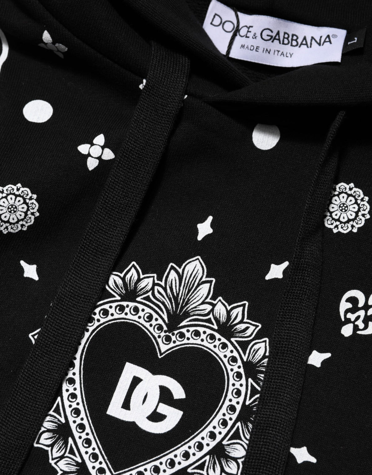 Dolce & Gabbana Men's Regular Fit Cotton Sweatshirt Hoodie - Black Print