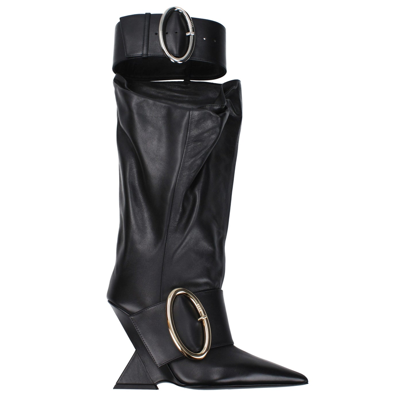 Wedge Boots by The Attico for women in leather black features an effortless chic silhouette from the Women's Leather Wedge Boots collection, showcasing a effortless chic wedge and refined for an effortless chic look.