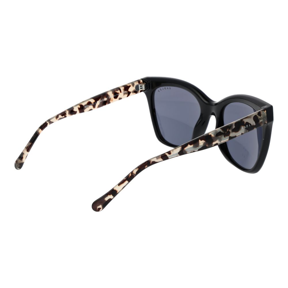 Sunglasses by Radley for women in g-850 and black presents a sumptuous silhouette, featuring black coloured frame and full-rim cat-eye frame design with non-polarized category-3-dark-tint lens for a sumptuous look.