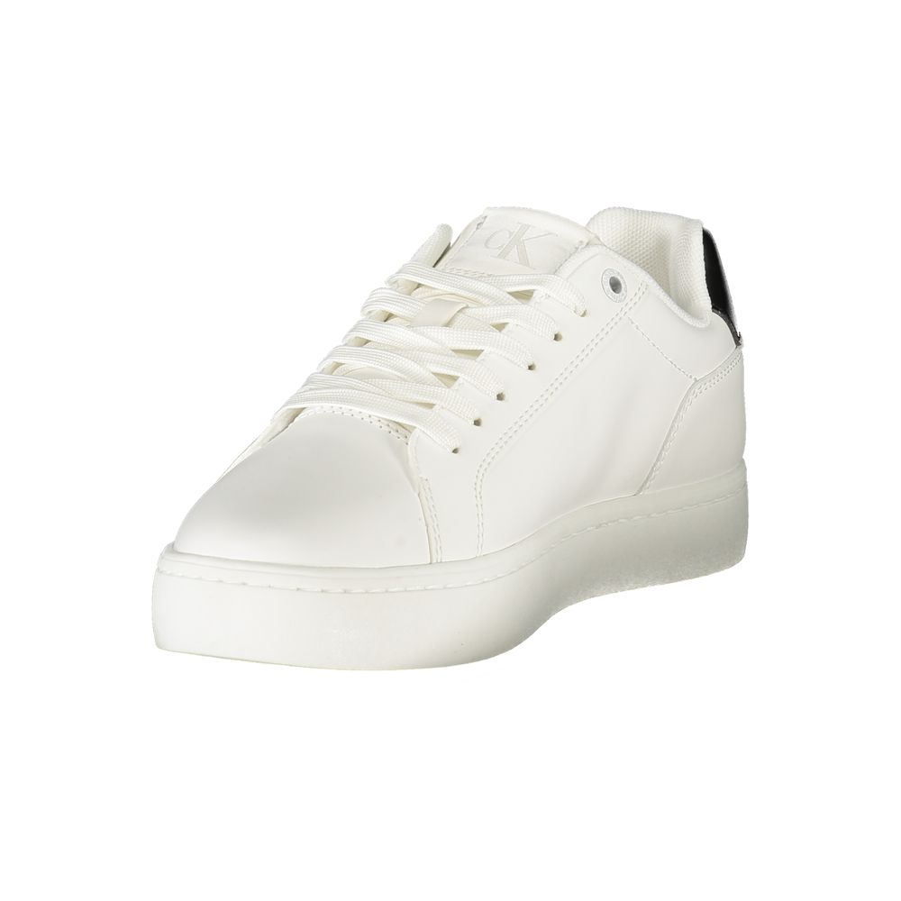 Sneakers by Calvin Klein for women in polyester polyurethane leather black, white & print presents a sumptuous silhouette from the Women's Fashion Polyester Polyurethane Leather Sneakers collection, showcasing a sumptuous fashion style for an elevated aesthetic.