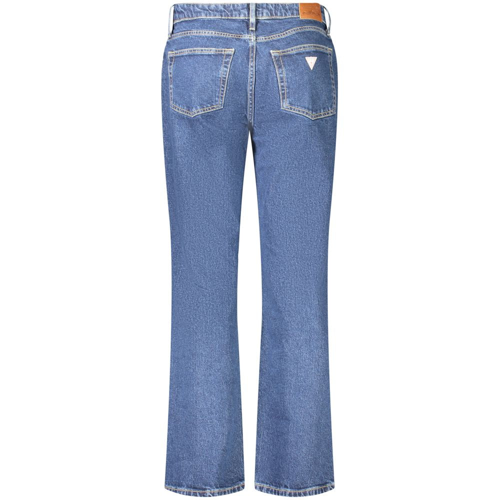 Jeans by Guess Jeans for women in stretch denim cotton blue & signature presents a tailored silhouette, showcasing a tailored straight-leg and long cut with a refined mid rise for a truly tailored aesthetic.