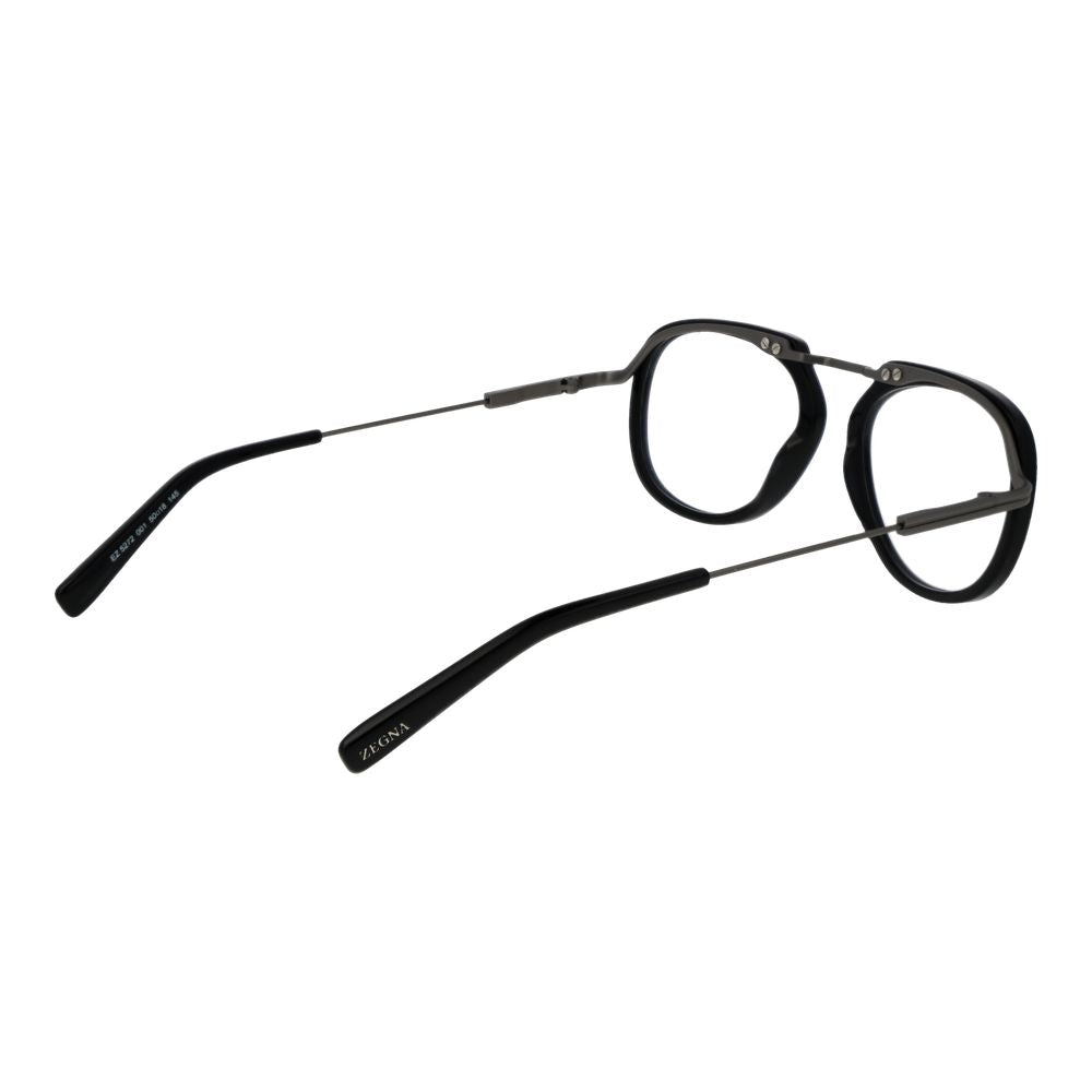 Eyeglasses Frames by Ermenegildo Zegna for men in metal and black showcases an refined full-frame frame design featuring a sophisticated black coloured frame for an refined and refined aesthetic.