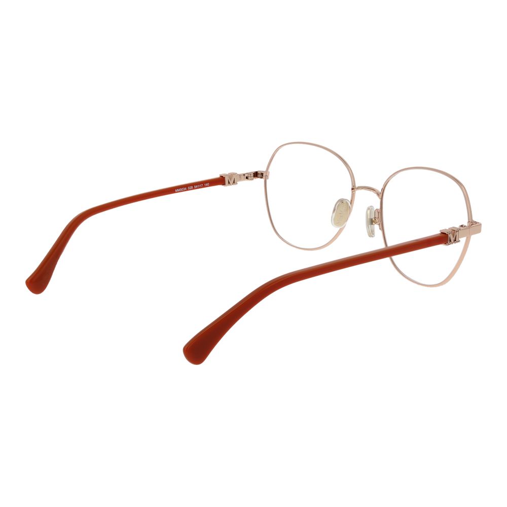 Eyeglasses Frames by Max Mara for women in metal gold showcases a refined full-frame frame design with a refined gold coloured frame finish for a refined and sophisticated look.