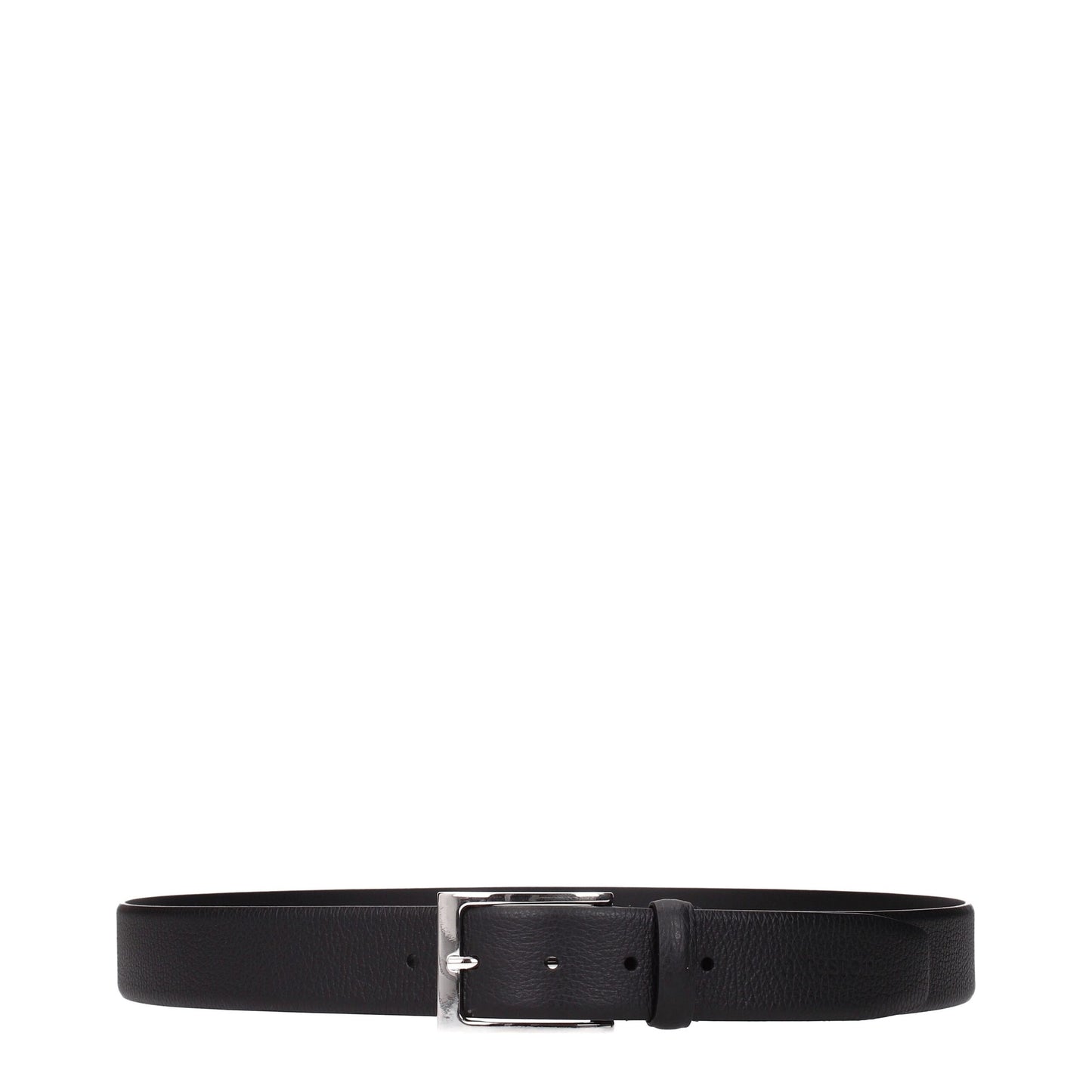 Testoni Leather Belt - Black Silver